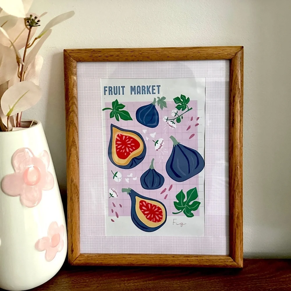 Fruit Market Fig Retro Wall Art Wood Framed Canvas Print Vintage Style Italy